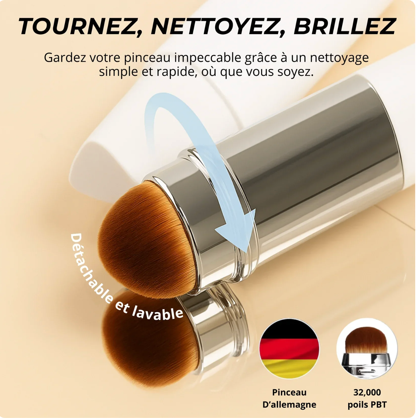 Fond de teint 2-en-1 avec pinceau intégré